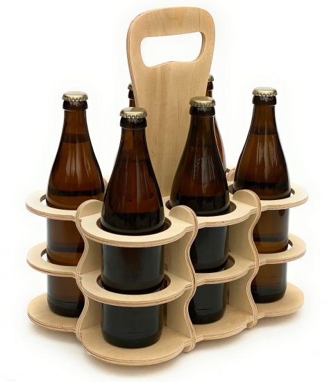 DanDiBo Bierträger aus Holz 6 Flaschen Flaschenträger 96143 Flaschenkorb Männerhandtasche Bier