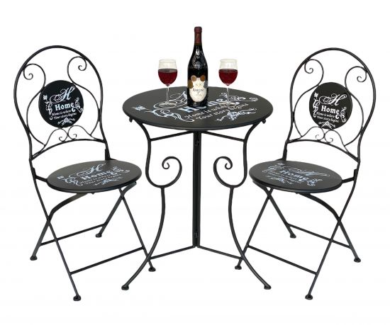 DanDiBo Bistroset Balkonset Metall 96224 Sitzgruppe Home Retro Rund klappbar Gartentisch Modern Eisentisch Balkontisch Vintage