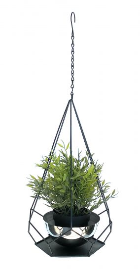 DanDiBo Blumenampel Innen Metall Wand Hängepflanzen 59 cm 96095 S mit Topf 6 Ecken Pflanzenhänger Blumenhänger Topfhänger Blumen Blumentopfhänger Hängetopf