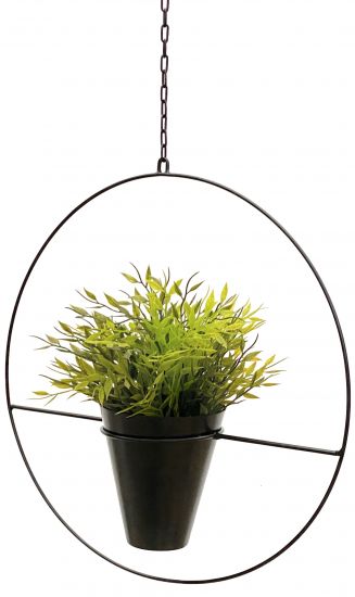 DanDiBo Blumenampel Innen Metall Wand Schwarz Matt Hängepflanzen Ø 40 cm KW446 mit Topf Pflanzenhänger Blumenhänger Topfhänger Blumen Blumentopfhänger Hängetopf