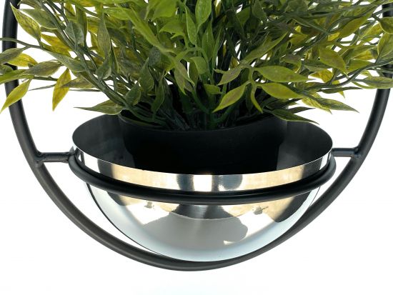 DanDiBo Blumenampel Innen Metall Wand Hängepflanzen 43 cm 96087 S mit Topf Silber Pflanzenhänger Blumenhänger Topfhänger Blumen Blumentopfhänger Hängetopf