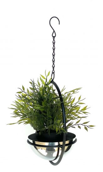 DanDiBo Blumenampel Innen Metall Wand Hängepflanzen 43 cm 96087 S mit Topf Silber Pflanzenhänger Blumenhänger Topfhänger Blumen Blumentopfhänger Hängetopf