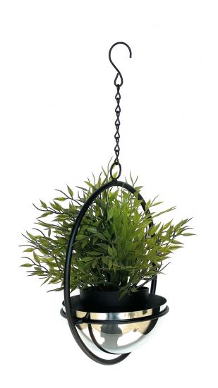 DanDiBo Blumenampel Innen Metall Wand Hängepflanzen 43 cm 96087 S mit Topf Silber Pflanzenhänger Blumenhänger Topfhänger Blumen Blumentopfhänger Hängetopf