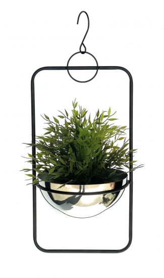 DanDiBo Blumenampel Innen Metall Wand Hängepflanzen 54 cm 96083 M mit Topf Silber Pflanzenhänger Blumenhänger Topfhänger Blumen Blumentopfhänger Hängetopf