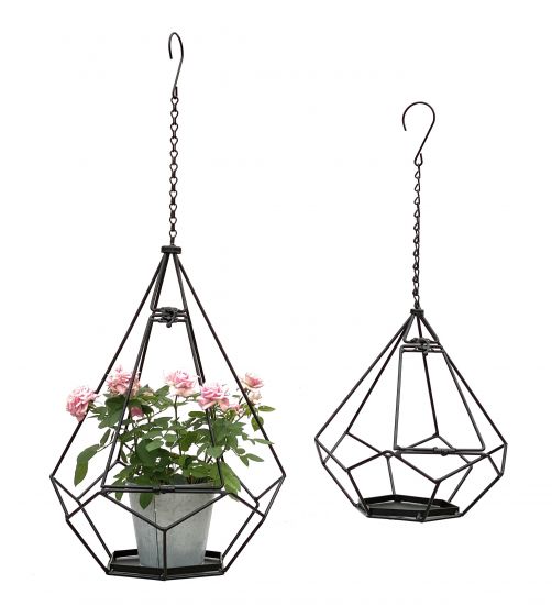 DanDiBo Blumenampel Innen Metall Wand Hängepflanzen 64 cm & 82 cm 96075 2er Set mit Tür 6 Ecken Pflanzenhänger Blumenhänger Topfhänger Blumen Blumentopfhänger Hängetopf