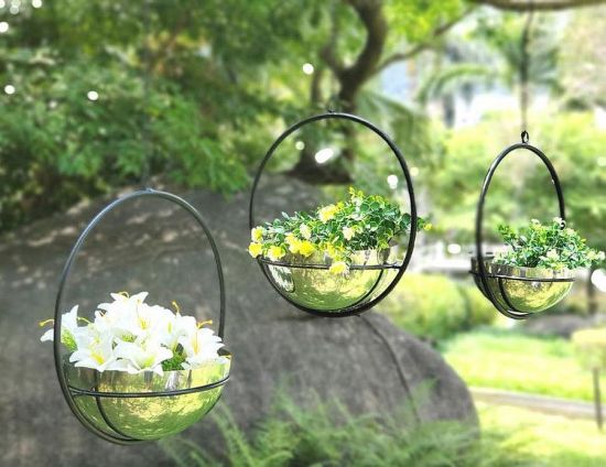 DanDiBo hanging basket indoor metal wall hanging plants 96087 set of 3 with pot silver plant hanger flower hanger pot hanger flowers flower pot hanger hanging pot