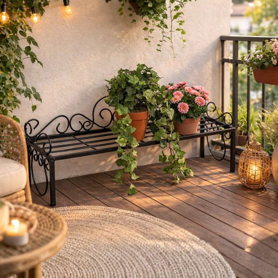 DanDiBo Blumenbank Outdoor/ Indoor Kräuterregal Balkon 75cm Mi Wetterfest Blumenregal Blumenständer Blumentreppe Pflanzentreppe Pflanzenständer