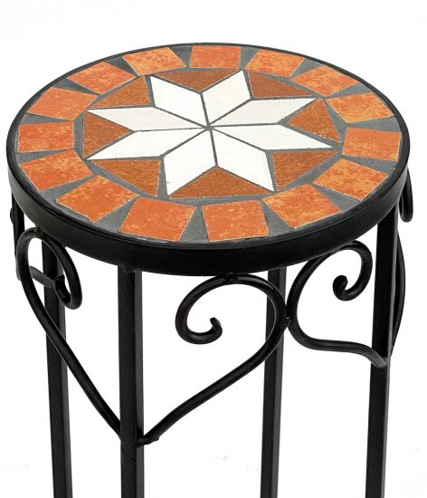 Blumenhocker Merano 46cm Mosaik 12011 Blumenständer Hocker Rund Beistelltisch