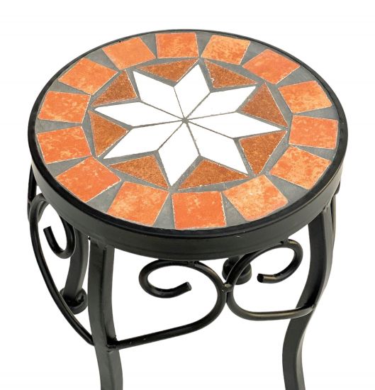 Blumenhocker Merano Mosaik 12014 Blumenständer 20cm Hocker Rund Beistelltisch