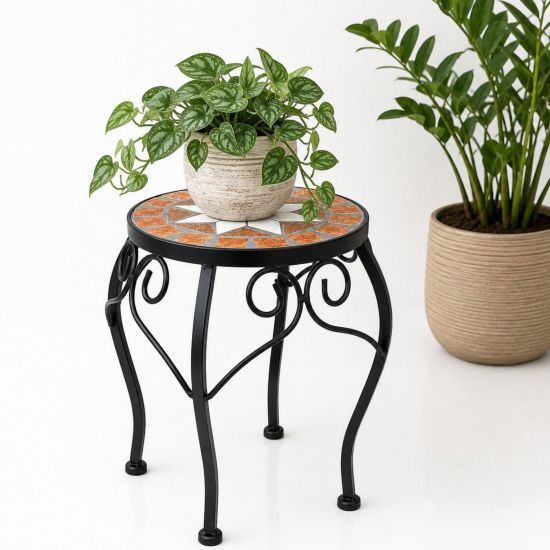 DanDiBo Mosaic Round Flower Stand 12014 M Plant Stand for Outdoor Use Flower Stool Outdoor Side Table Plant Stool