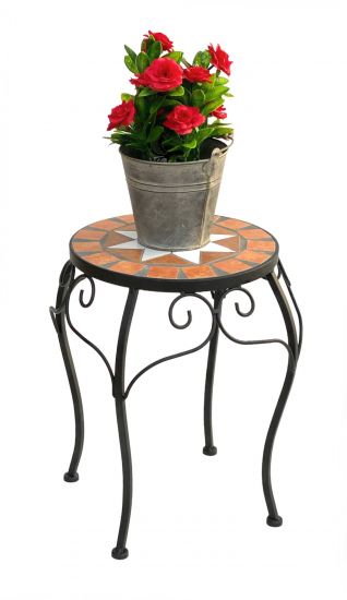Blumenhocker Merano Mosaik 12014 Blumenständer 37cm Hocker Rund Beistelltisch