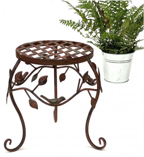 DanDiBo Flower Stool Metal Brown 25 cm Flower Stand 93992 S Flower Column Antique Plant Stand Plant Stool