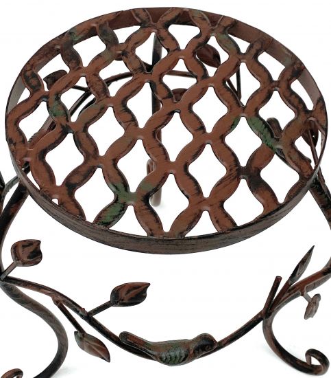 Preview: DanDiBo Blumenhocker Metall Braun 25 cm Blumenständer 93992 S Blumensäule Antik Pflanzenständer Pflanzenhocker