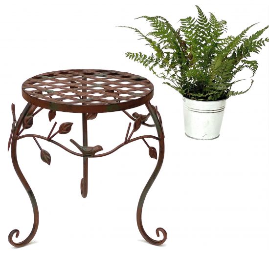 DanDiBo Blumenhocker Metall Braun 30 cm Blumenständer 93992 M Blumensäule Antik Pflanzenständer Pflanzenhocker