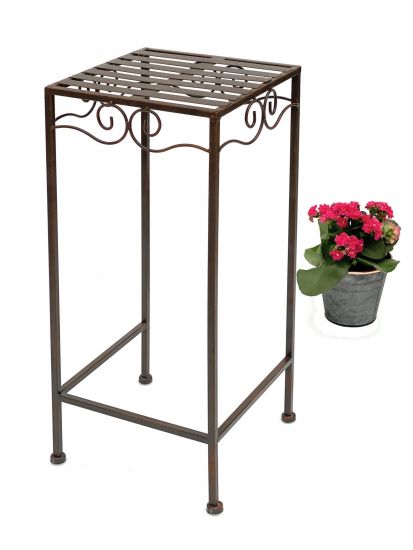 Blumenhocker Metall Braun Eckig 58 cm Blumenständer 96061 M Blumensäule Modern Pflanzenständer Pflanzenhocker Vintage