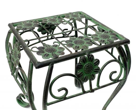 Flower Stool Metal Green Angular 25 cm Flower Stand 96007 S Flower Column Modern Plant Stand Plant Stool Vintage