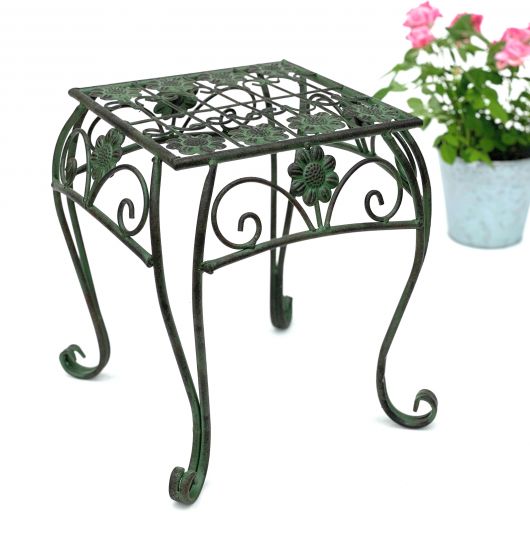 Flower Stool Metal Green Square 32 cm Flower Stand 96007 M Flower Column Modern Plant Stand Plant Stool Vintage