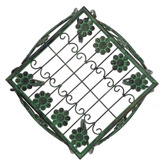 Flower Stool Metal Green Square 34 cm Flower Stand 96007 L Flower Column Modern Plant Stand Plant Stool Vintage