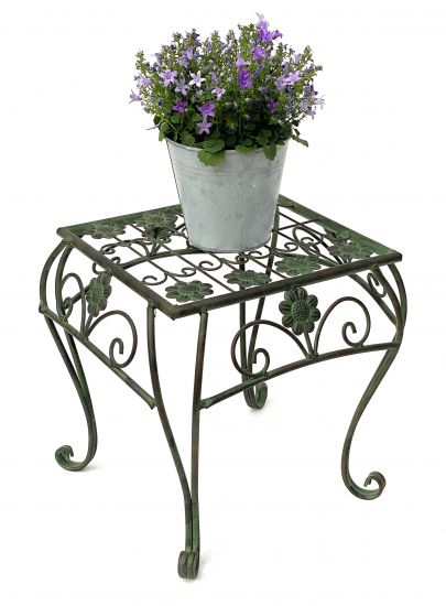 Flower Stool Metal Green Square 34 cm Flower Stand 96007 L Flower Column Modern Plant Stand Plant Stool Vintage