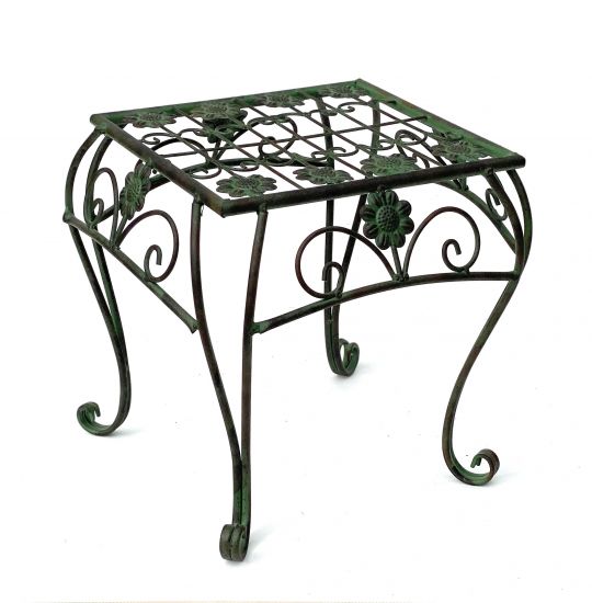 Flower Stool Metal Green Square 34 cm Flower Stand 96007 L Flower Column Modern Plant Stand Plant Stool Vintage