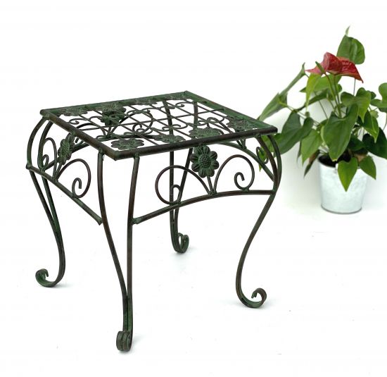 Flower Stool Metal Green Square 34 cm Flower Stand 96007 L Flower Column Modern Plant Stand Plant Stool Vintage