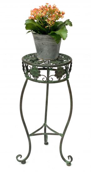 Flower Stool Metal Green Round 50 cm Flower Stand 96008 S Flower Column Antique Plant Stand Plant Stool Vintage