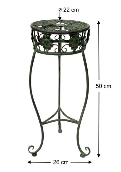 Blumenhocker Metall Grün Rund Blumenständer 96008 3er Set Blumensäule Antik Pflanzenständer Pflanzenhocker Vintage