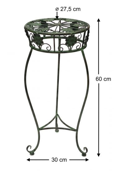 Blumenhocker Metall Grün Rund Blumenständer 96008 3er Set Blumensäule Antik Pflanzenständer Pflanzenhocker Vintage