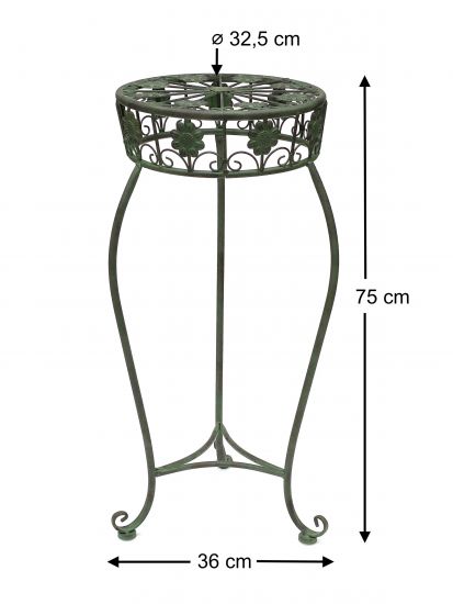 Blumenhocker Metall Grün Rund Blumenständer 96008 3er Set Blumensäule Antik Pflanzenständer Pflanzenhocker Vintage