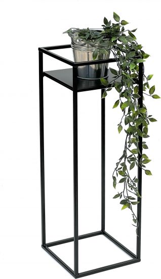 DanDiBo Blumenhocker Metall Schwarz Eckig 62 cm Blumenständer Beistelltisch 453 Blumensäule Modern Pflanzenständer Pflanzenhocker