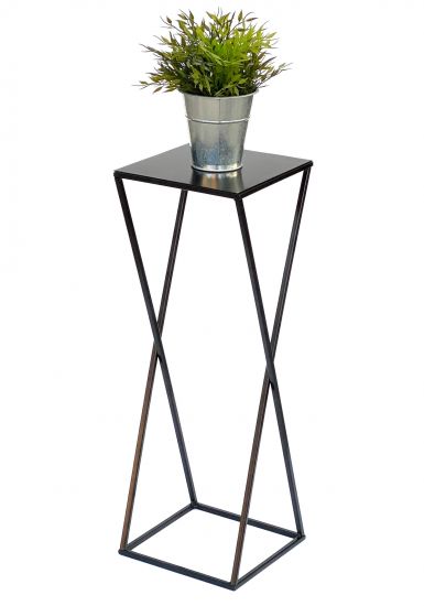 DanDiBo Flower Stool Metal Black Angular 68 cm Flower Stand Side Table 437 Flower Column Modern Plant Stand Plant Stool