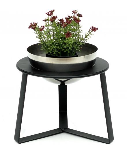 DanDiBo Blumenhocker Metall mit Topf Schwarz Silber 18 cm Blumenständer 96091 S Blumensäule Modern Pflanzenständer Pflanzenhocker