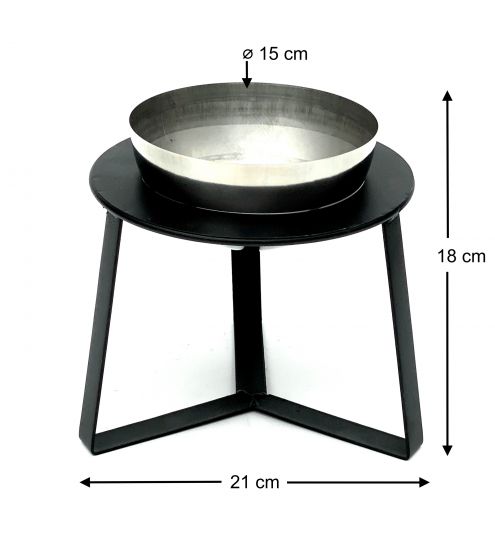 DanDiBo Flower Stool Metal with Pot Black Silver 18 cm Flower Stand 96091 S Flower Column Modern Plant Stand Plant Stool