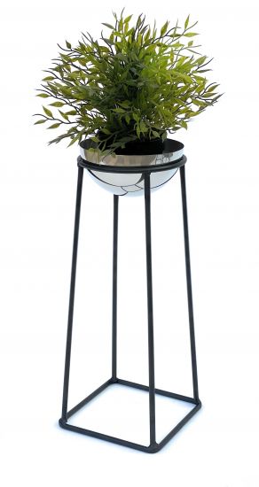 DanDiBo Blumenhocker Metall mit Topf Schwarz Silber 43,5 cm Blumenständer 96078 S Blumensäule Modern Pflanzenständer Pflanzenhocker