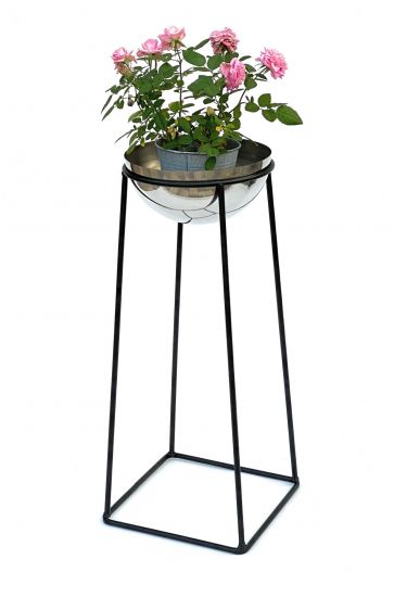 DanDiBo Blumenhocker Metall mit Topf Schwarz Silber 69,5 cm Blumenständer 96078 L Blumensäule Modern Pflanzenständer Pflanzenhocker
