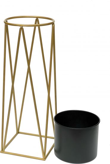 DanDiBo Flower Stool with Pot Metal Gold Black L 70 cm Flower Stand 96046 Flower Column Modern Plant Stand Plant Stool