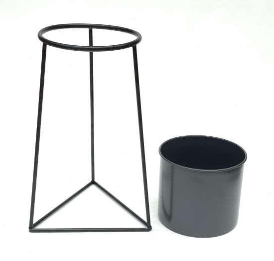 DanDiBo Blumenhocker mit Topf Metall Schwarz L 45 cm Blumenständer 96052 Blumensäule Modern Pflanzenständer Pflanzenhocker