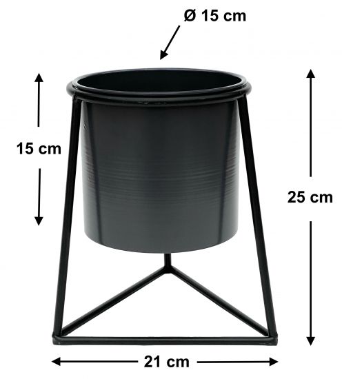 DanDiBo Flower Stool with Pot Metal Black S 25 cm Flower Stand 96052 Flower Column Modern Plant Stand Plant Stool