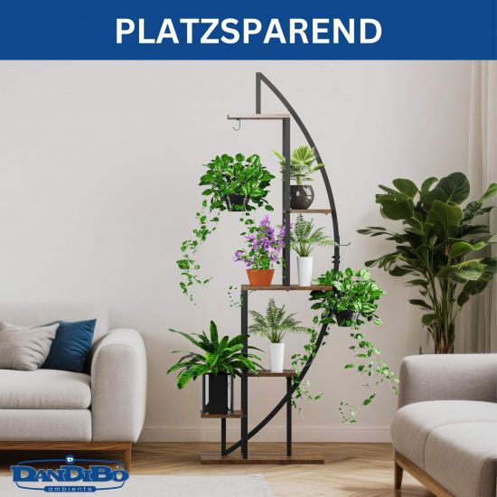 DanDiBo Plant Stand Indoor 160 cm High Metal Black Half Round 96645 Large Flower Shelf Round Plant Stand Modern Design