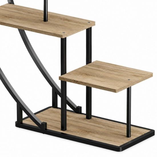 DanDiBo Pflanzenregal Indoor Blumenregal 170 cm Hoch Metall Schwarz Halbrund 96699 Blumentreppe Groß Rund Pflanzenständer plant stand