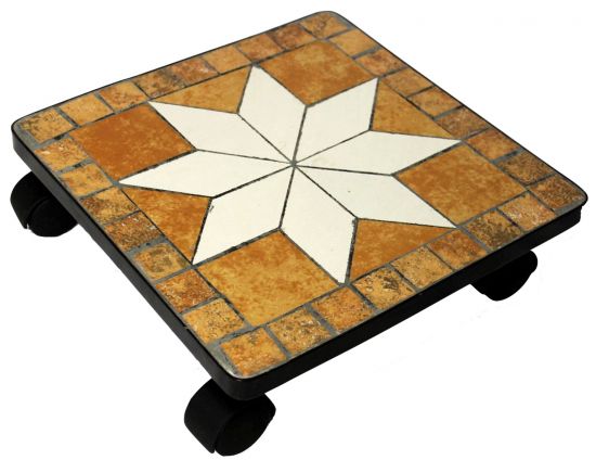 Preview: DanDiBo Blumenroller Mosaik 30 cm eckig 12026 Pflanzenroller Pflanzroller Viereckig Rollenuntersetzer