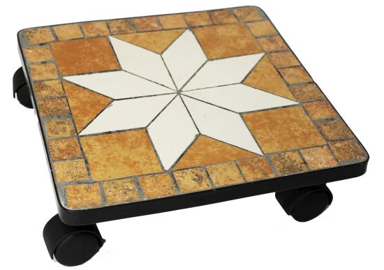 Preview: DanDiBo Blumenroller Mosaik 30 cm eckig 12026 Pflanzenroller Pflanzroller Viereckig Rollenuntersetzer