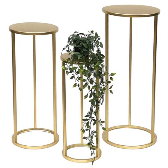 DanDiBo Blumenständer Metall Gold Rund 96510 3er Set Pflanzenständer Blumenhocker Beistelltisch Blumensäule Modern Pflanzenhocker
