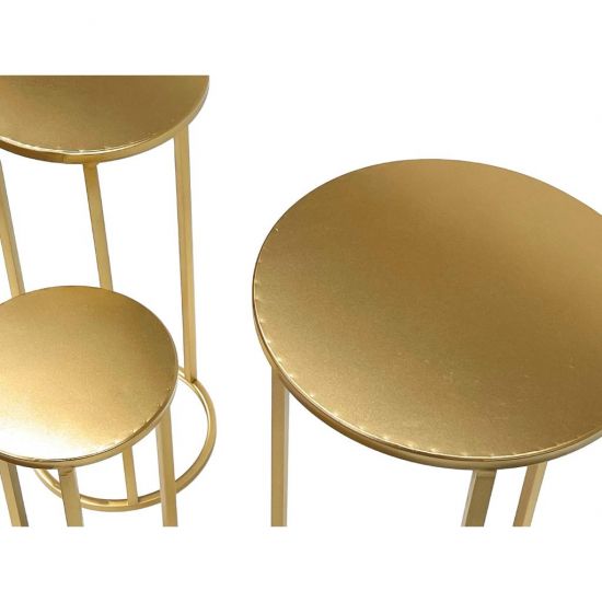 DanDiBo Blumenständer Metall Gold Rund 96510 3er Set Pflanzenständer Blumenhocker Beistelltisch Blumensäule Modern Pflanzenhocker