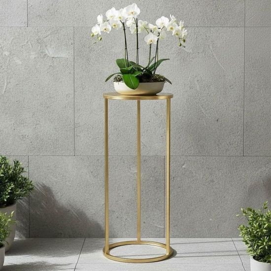 DanDiBo Blumenständer Metall Gold Rund 96510L 70 cm Set Pflanzenständer Blumenhocker Beistelltisch Blumensäule Modern Pflanzenhocker
