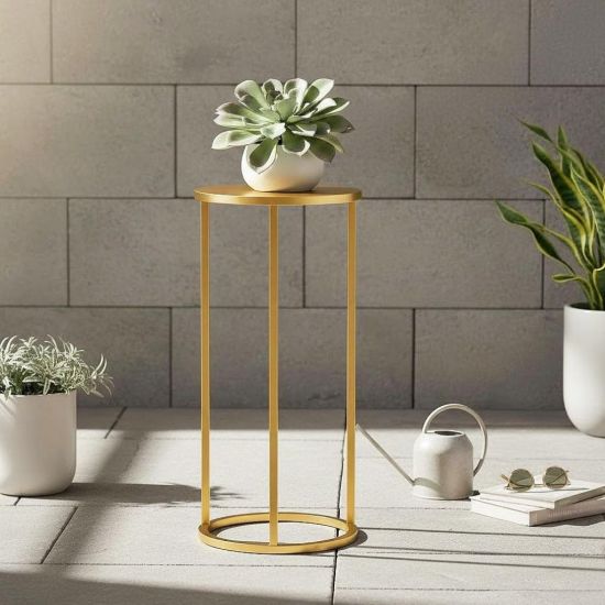 DanDiBo Blumenständer Metall Gold Rund 96510M 60 cm Set Pflanzenständer Blumenhocker Beistelltisch Blumensäule Modern Pflanzenhocker