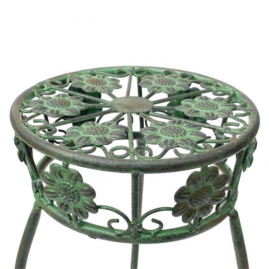 Preview: DanDiBo Flower Stand Metal Green Patina Round 96008 S Plant Stand 50 cm Flower Stool Side Table Flower Pedestal Plant Stool