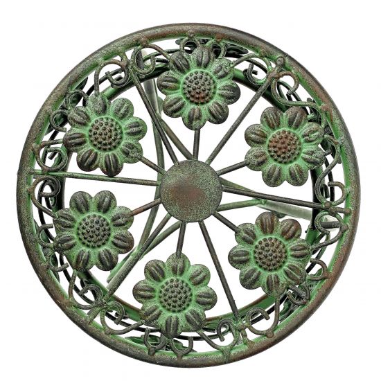 DanDiBo Blumenständer Metall Grün Patina Rund 96008 S Pflanzenständer 50 cm Blumenhocker Beistelltisch Blumensäule Pflanzenhocker