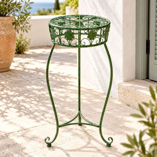 DanDiBo Flower Stand Metal Green Patina Round 96008 M Plant Stand 60 cm Flower Stool Side Table Flower Pedestal Plant Stool