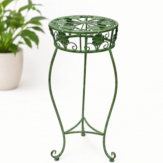 DanDiBo Flower Stand Metal Green Patina Round 96008 M Plant Stand 60 cm Flower Stool Side Table Flower Pedestal Plant Stool